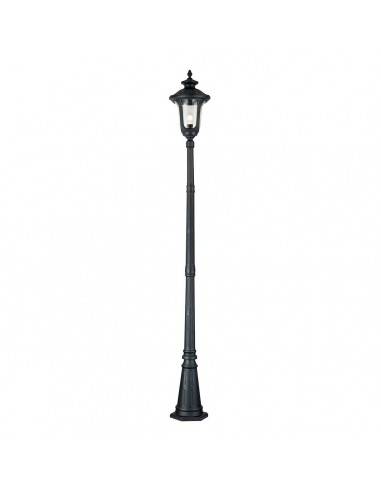 CHICAGO Udendørs lampemast i aluminium og glas H246,5 cm 1 x E27 - Sort/Klar med dråbeeffekt