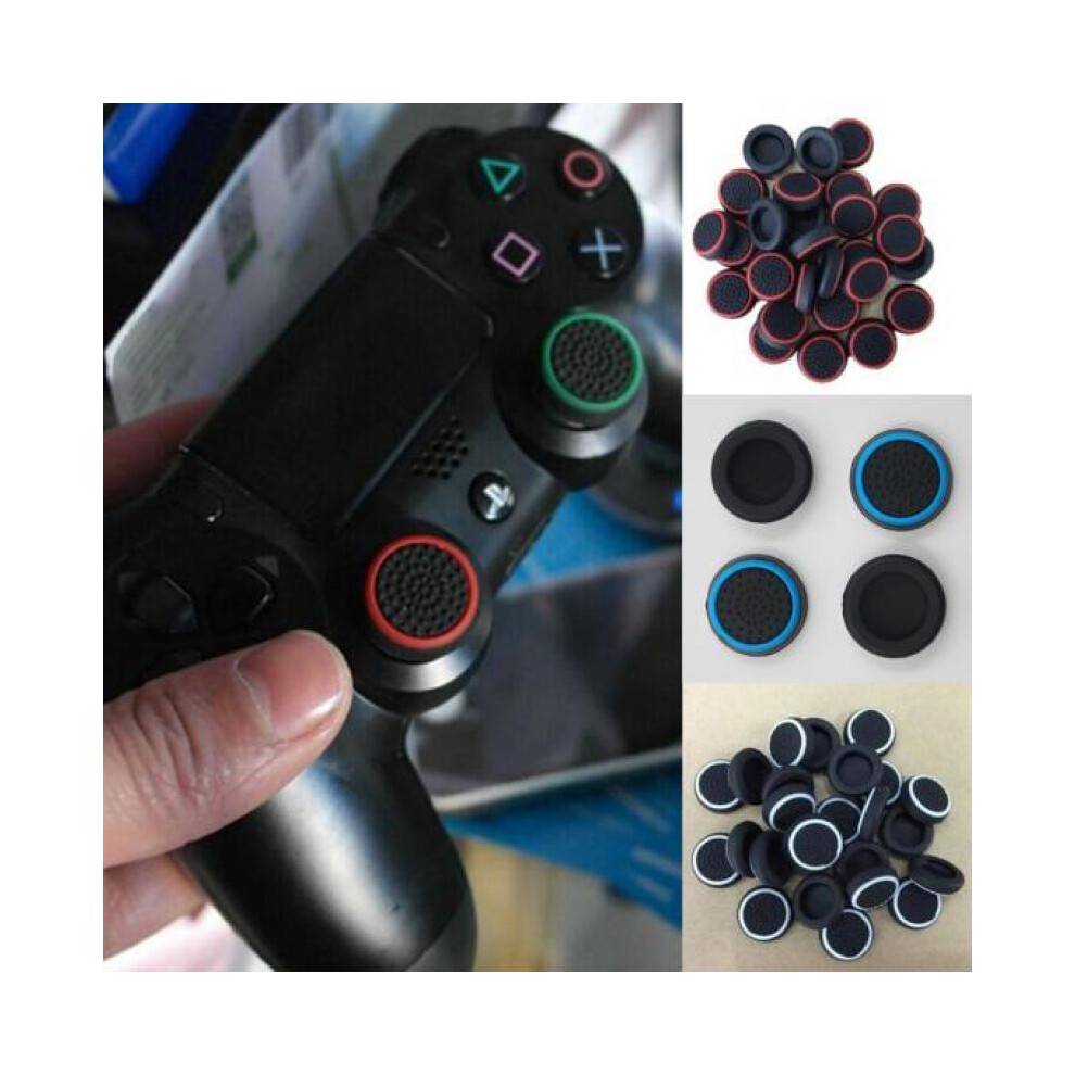 (White blue) Silicone Stick Grip Thumb 4Pcs Controller Cover Cap for PS3 PS4 XBOX ONE Universal