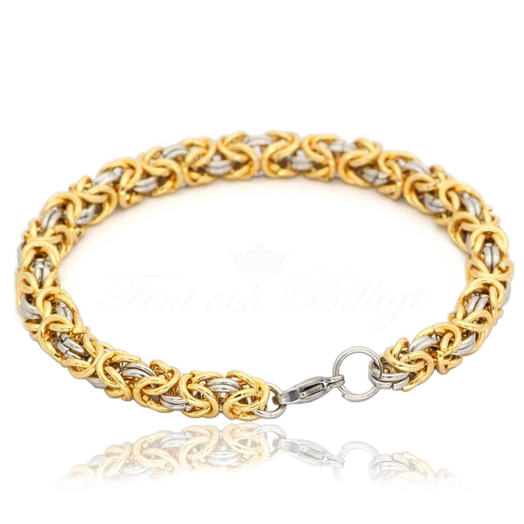 Kungalänk Two Tone - Kejsararmband Kungslänk Golden 8mm 316L