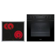 Constructa CX5HS609, Set Einbau-Backofen und Elektrokochfeld herdgesteuert, mit Rahmen aufliegend, Schwarz, mit 5 Jahren Garantie!