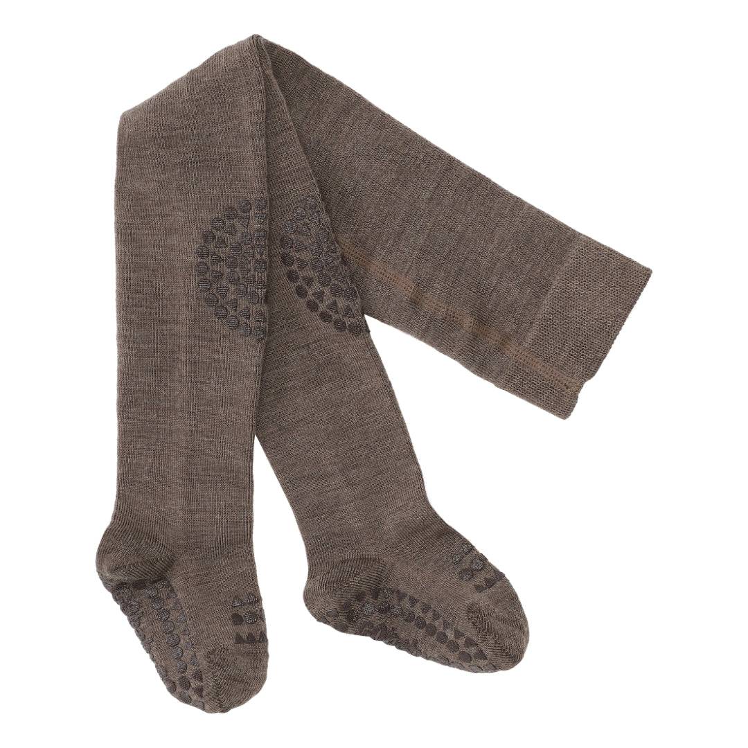 GoBabyGo Kravle Strømpebukser, Uld - Brown Melange - 74-80