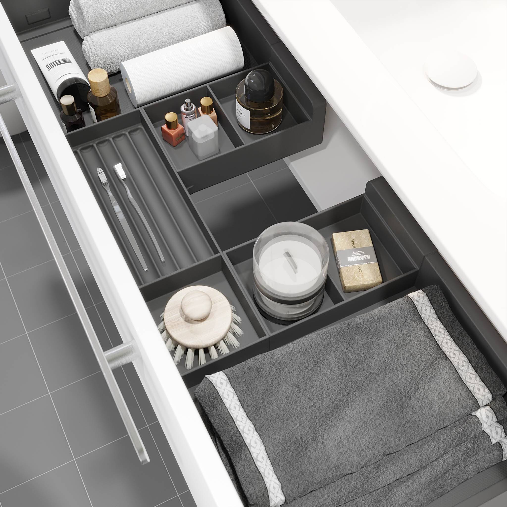 Bathroom furniture with classic front - 80x46x29 cm - matt white - ceramic basin - satin handle - Colina
