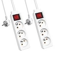 EXTRASTAR Strömkontakt med strömbrytare, grenuttag 3 uttag 16 A vit, elektrisk förlängningssladd grenuttag H05VV-F, 3G1.0mm2, 1,5 m - set med 2