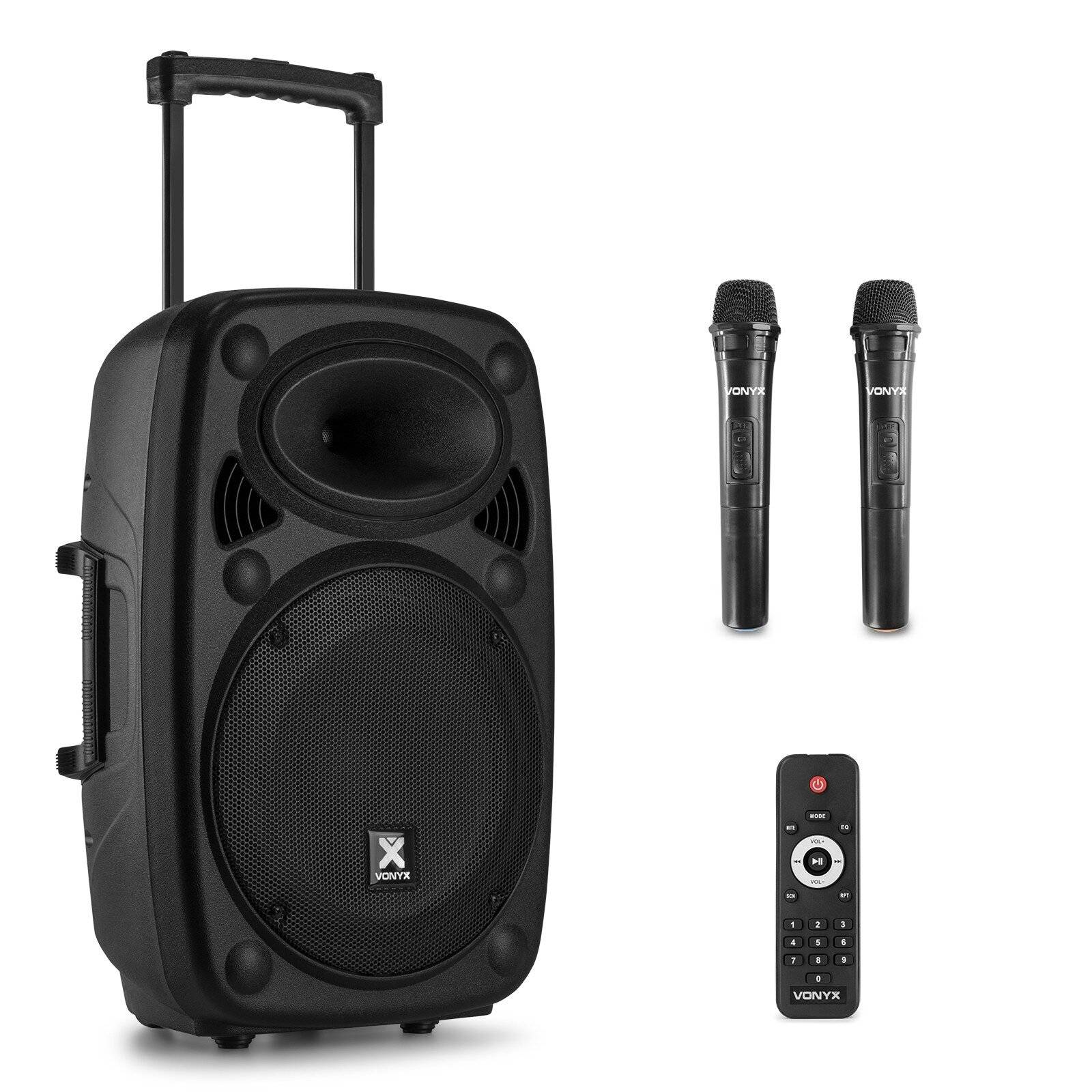 FYNDHÖRNAN / Vonyx Verve38 högtalare med Bluetooth och trådlösa mikrofoner - 800W Peak Effekt, Portabel och uppladdningsbar aktiv högtalare