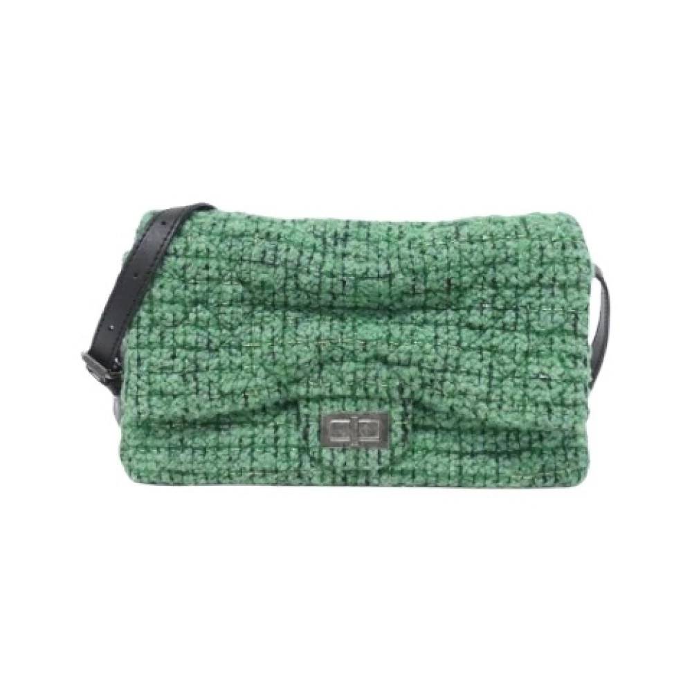 Chanel Vintage Pre-owned Tweed Skuldertaske - Vintage - Dame - Grøn - ONE SIZE - Uld