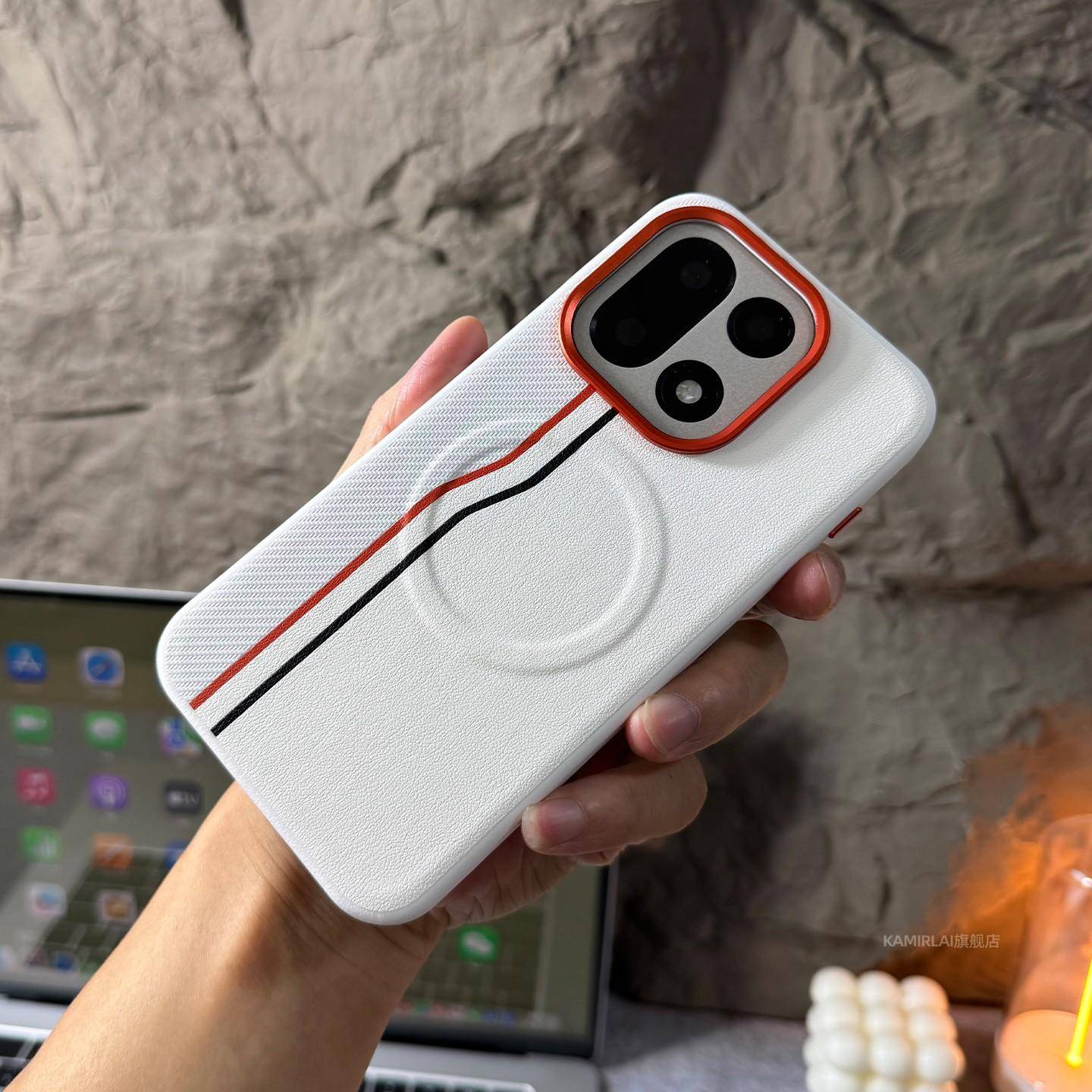 Fodral för OnePlus 15 15R 13T 13S 13R Ace 6 6T 5 Pro Lyxigt Läder Magnetisk Trådlös Laddning Stötsäker Bumper Cover Funda vit
