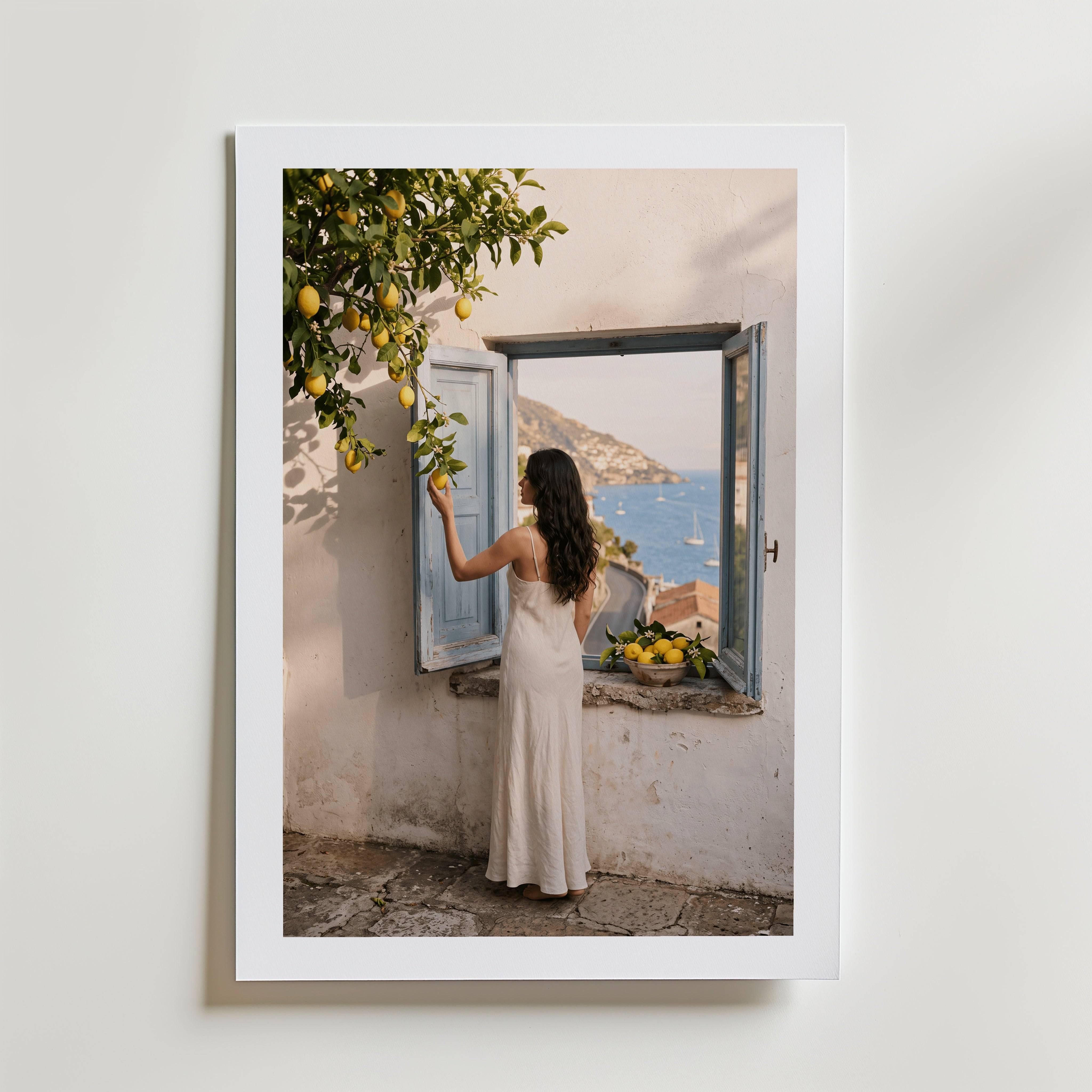 Amalfi Citrus Poster - Fine Art Poster 100x140 cm Med passepartout