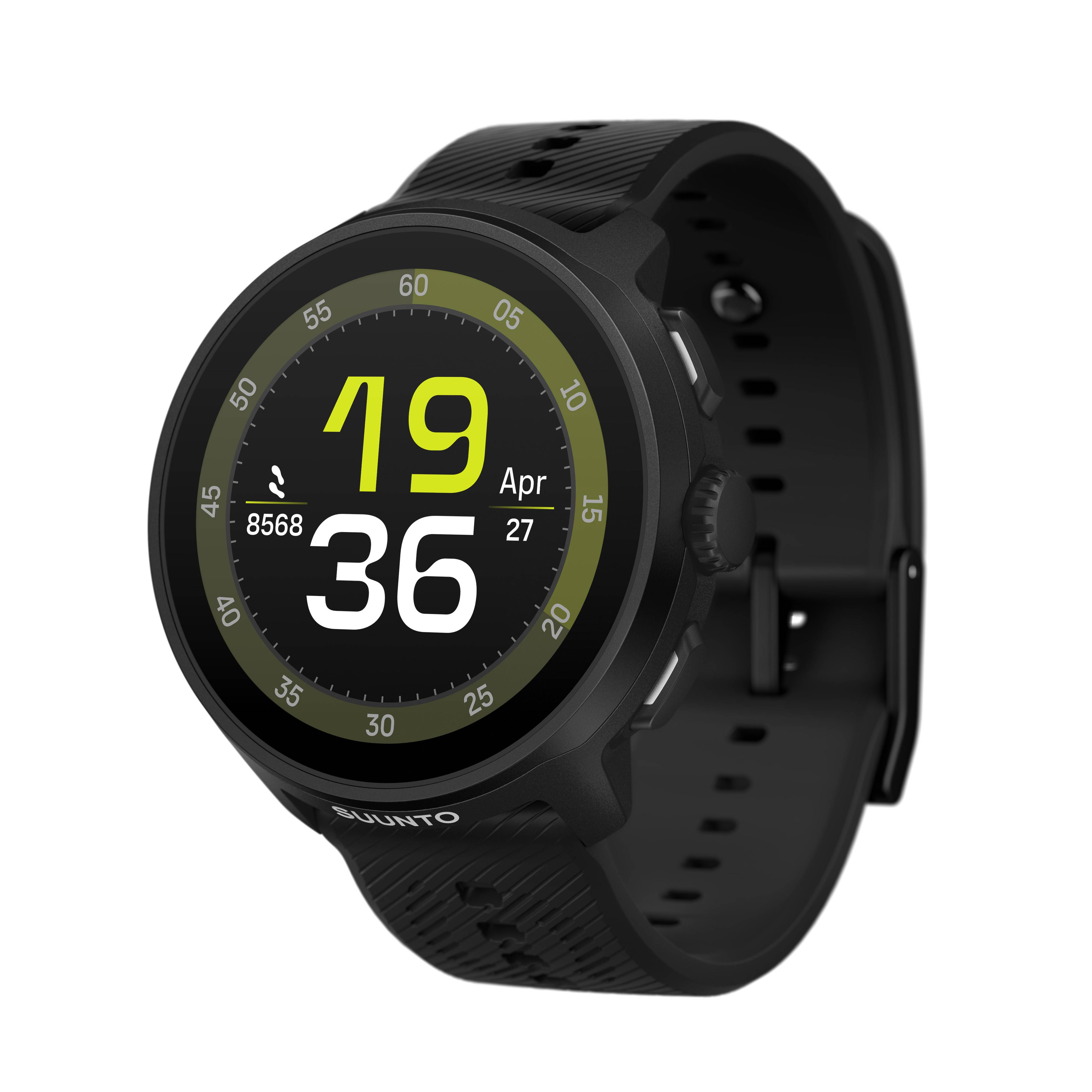 Suunto Run Sportsur med Silikonerem - 1.32", 46mm, Bluetooth, Skridttæller, 34 Sportsgrene - Sort
