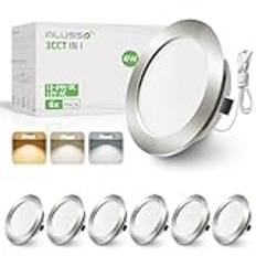ALUSSO Set med 6 infällda LED-lampor, 12–24 V, för köksmöbler, badrum, husvagn och husbil, effekt 4 W, motsvarande 40 W glödlampa, finns i 3 000 K, 4 000 K, 6 000 K, nickel