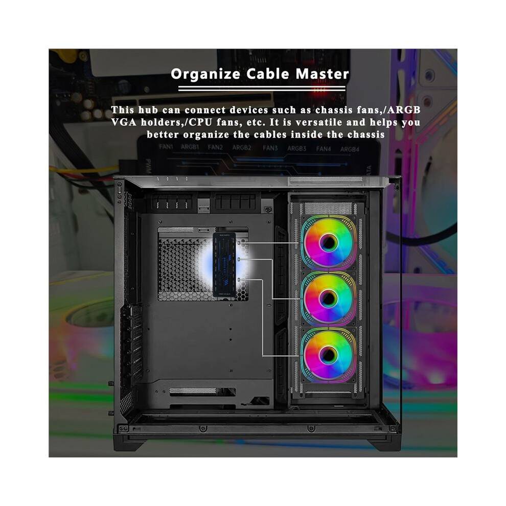 New Chassis Fan Hub Two-in-One Cooling Fan Hub, 8 PWM , 8 ARGB , Magnetic Design