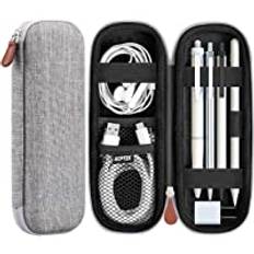 AGPTEK Fodralhållare för Apple Pencil, premium bärväska för Stylus iPad Pro Pen, blyertspenna, Samsung, Huawei, Apple Penntillbehör, USB-kabel, hörlurar, reservoarpenna, Grå