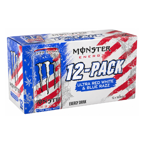 Monster Energy - Ultra Red White & Blue Razz Zero Sugar USA 473ml - 12-pack