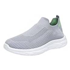 UnoSheng Sneaker herr svarta sommar sportskor lätt mjuk sula löparskor män mesh andas fitness sneakers slip-on fritidsskor utan snören utomhus, GRÅ, 42 EU