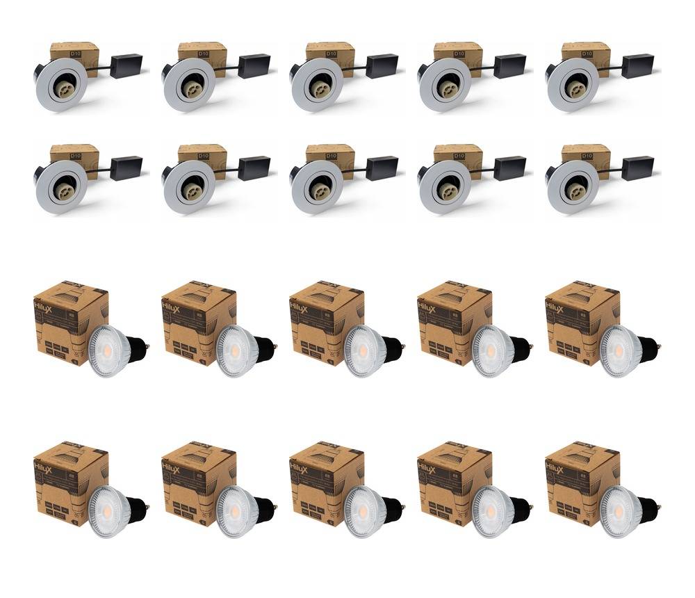 10 x HiluX D10 Udendørs Spot Hvid inkl. 10 x HiluX R8 GU10 2700K Ra95 Dæmpbar