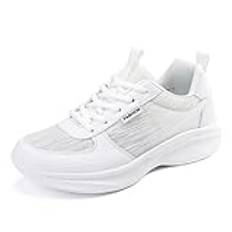 JiuQing Damtränare Löpning Promenadskor Halkfria Lättvikts bekväma Jogging Gym Arbetssneakers,White,39 EU