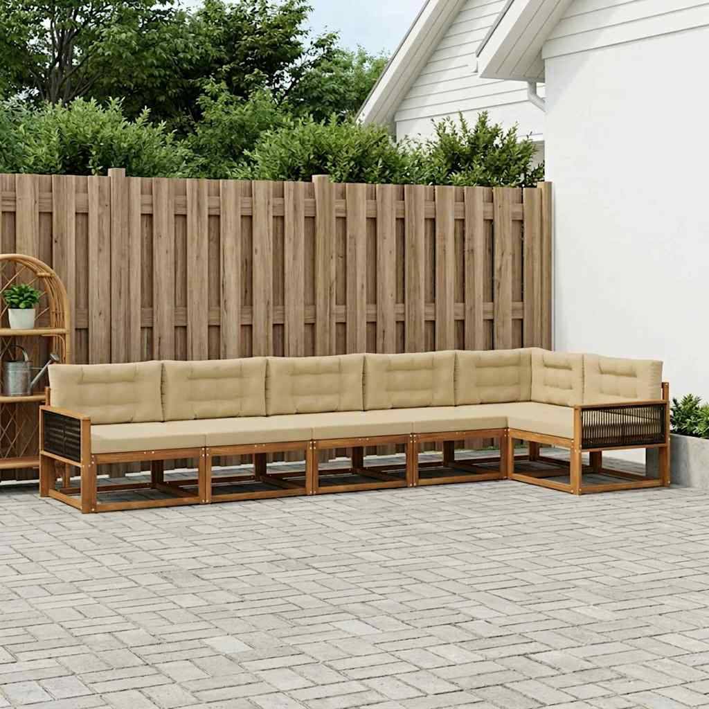 vidaXL Udendørs sofagruppe 6 stk. Naturlig og Beige