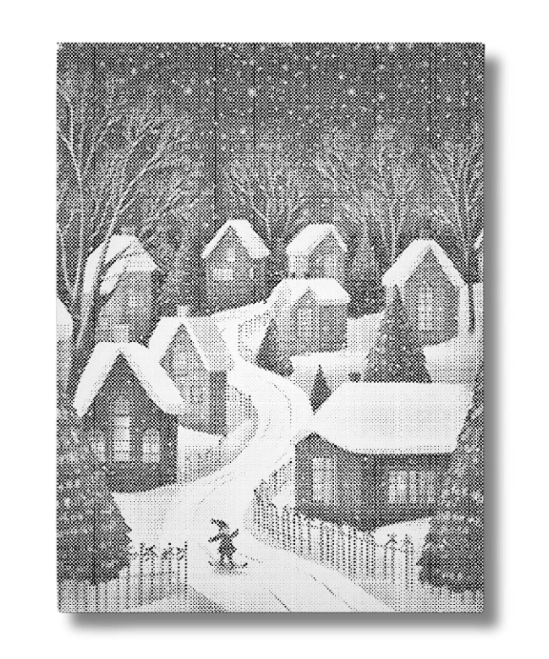 SNÖBYN | PRICKMÅLNING - 80x100 cm / Duk - Utan ram / Svart