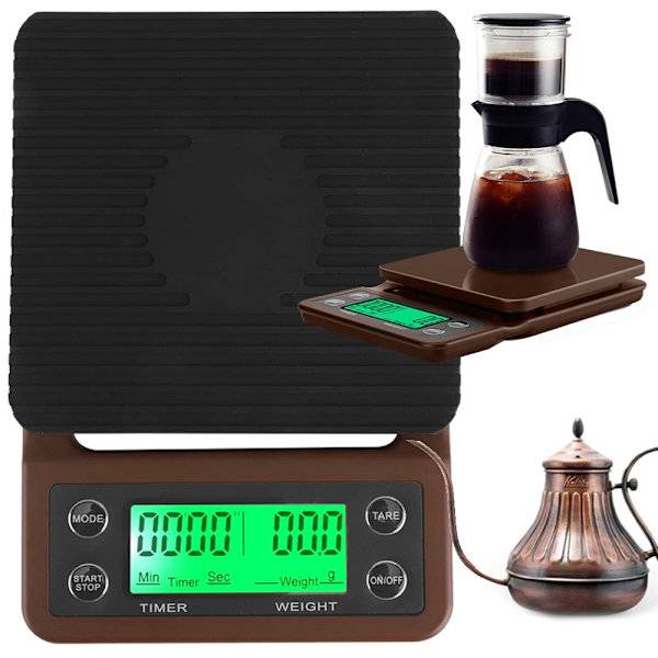 Elektroniska kaffebrytningsvikter, elektronisk noggrann tara 5 kg 0,1 g