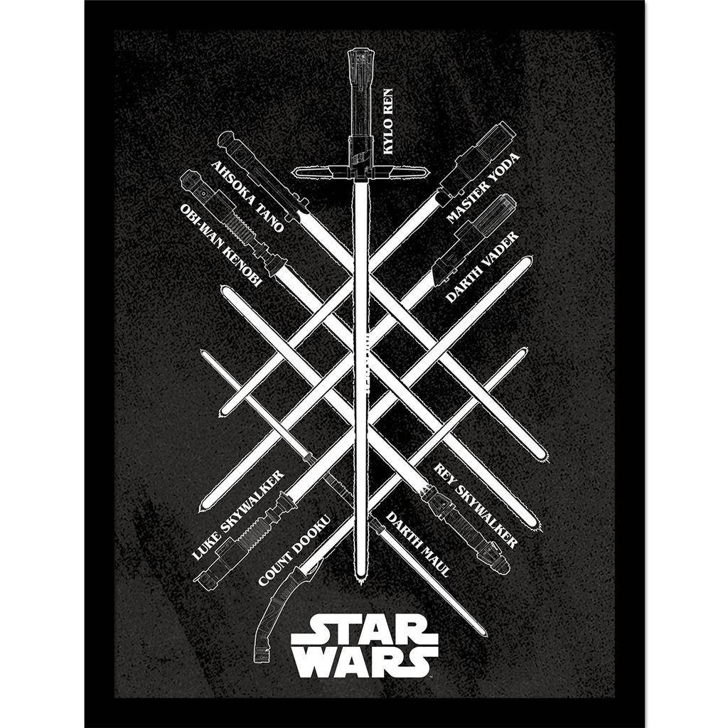 Star Wars Lightsaber Hilt Framed Poster 40cm x vit/svart