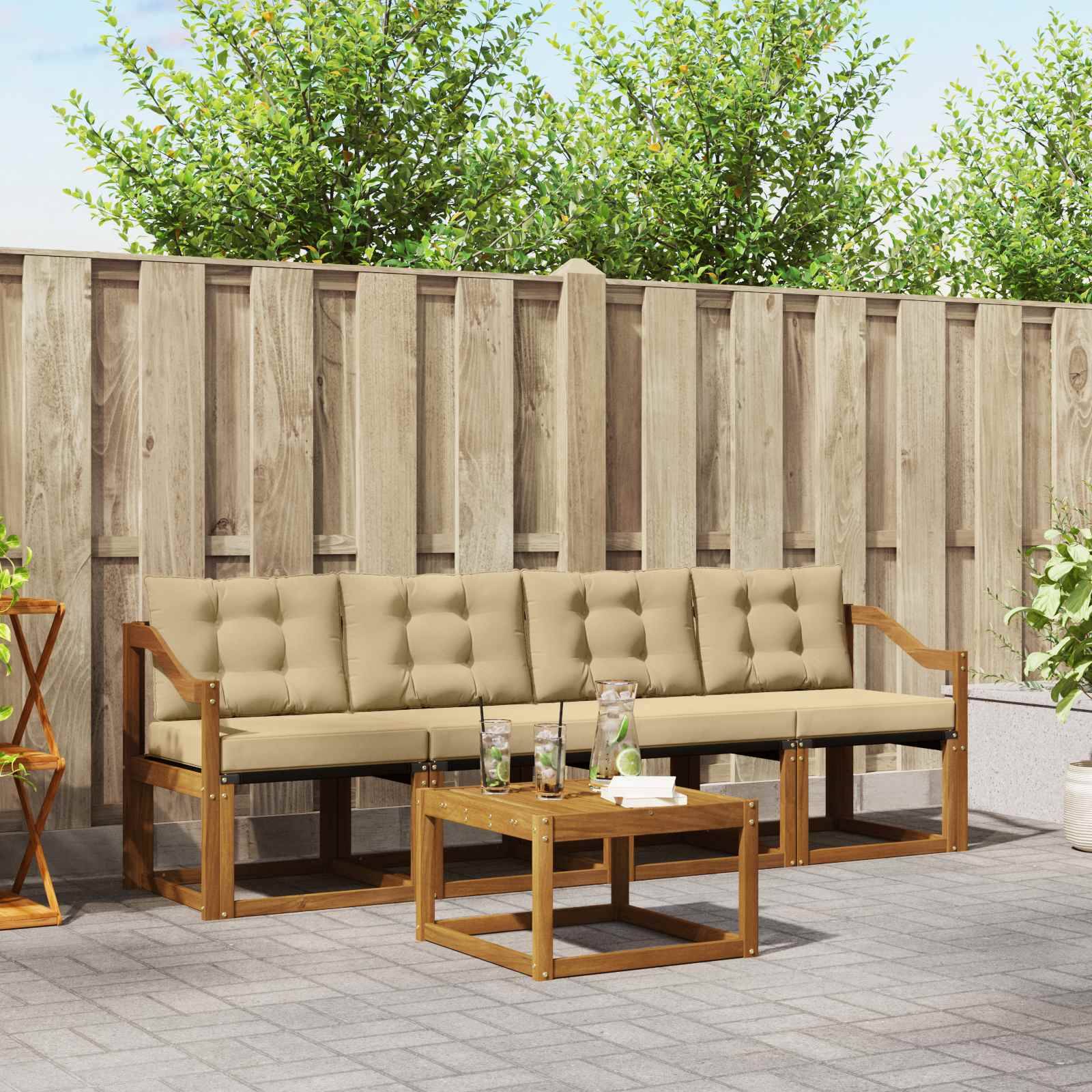 vidaXL Utomhussoffset med kudde 5 pcs Naturlig och Beige