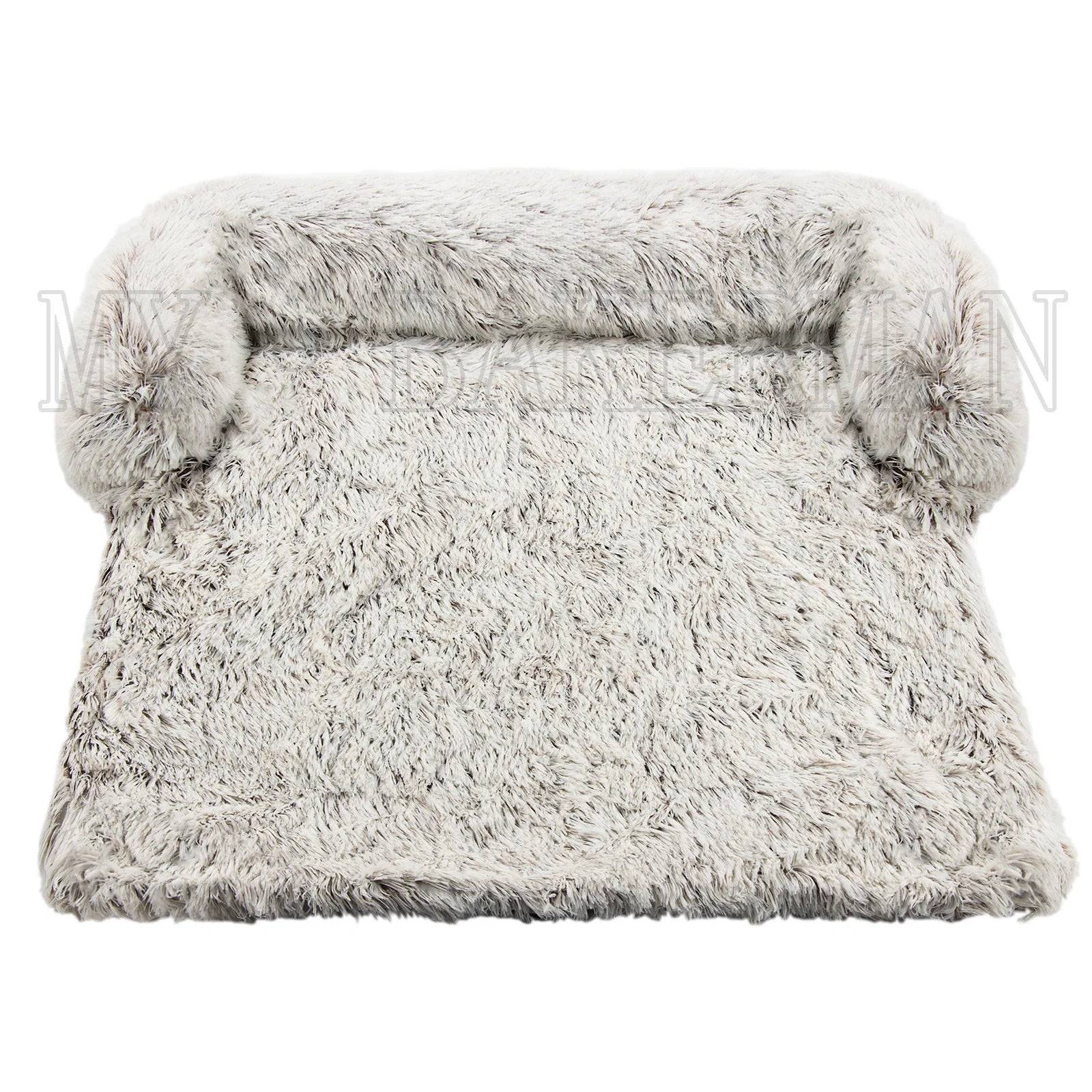 Warm Washable Sofa Bed for Dogs & Cats - White Brown / XL for 66IBS
