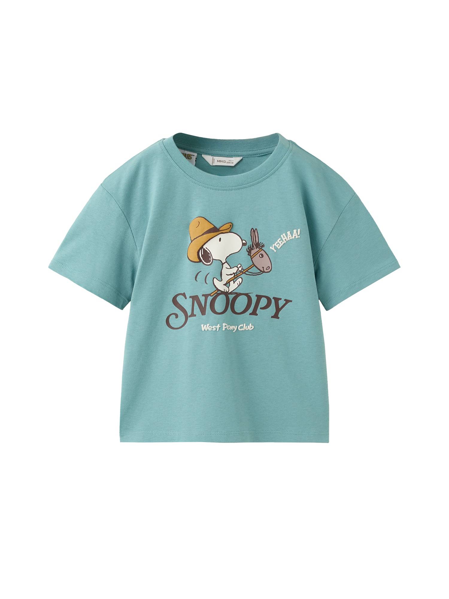 MANGO KIDS T-shirt 'SNOOPY' turkos / choklad / saffran / vit