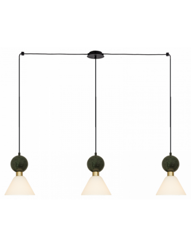 Langbordspendel i messing, marmor og gypsum B110 cm 3 x E14 - Grøn marmor/Messing/Hvid