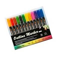 Shimmer Outline Markers, Waterproof Outline Pens, Colorful Art Markers, Creative Marker Pens, Greeting Card Markers, Poster Outline Pens, Art Supplies for Drawings, Outline Markers,