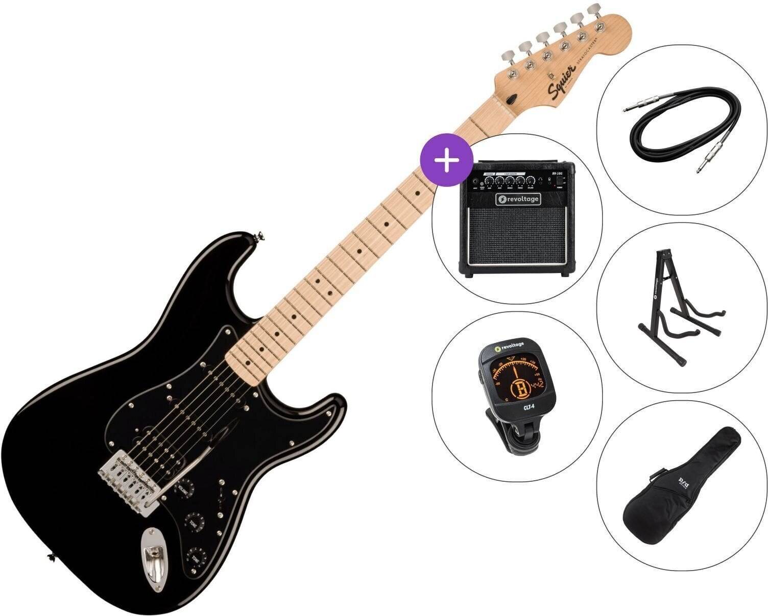 Fender Squier Sonic Stratocaster HSS MN Premium SET Black Elektrisk guitar