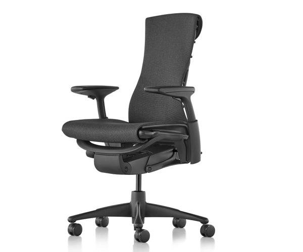 Herman Miller Embody Kontorstol - Sort Stel og Sort Fodkryds / Bløde Baner - Til parket og hårde underlag