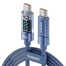 toocki 100 W USB C till USB C-kabel, 2 m snabbladdningskabel, laddningskabel med LED-skärm, nylon USB C-kabel PD QC5.0 för Phone MacBook Pro Air iPad Pro Air Galaxy S24 S23 Pixel