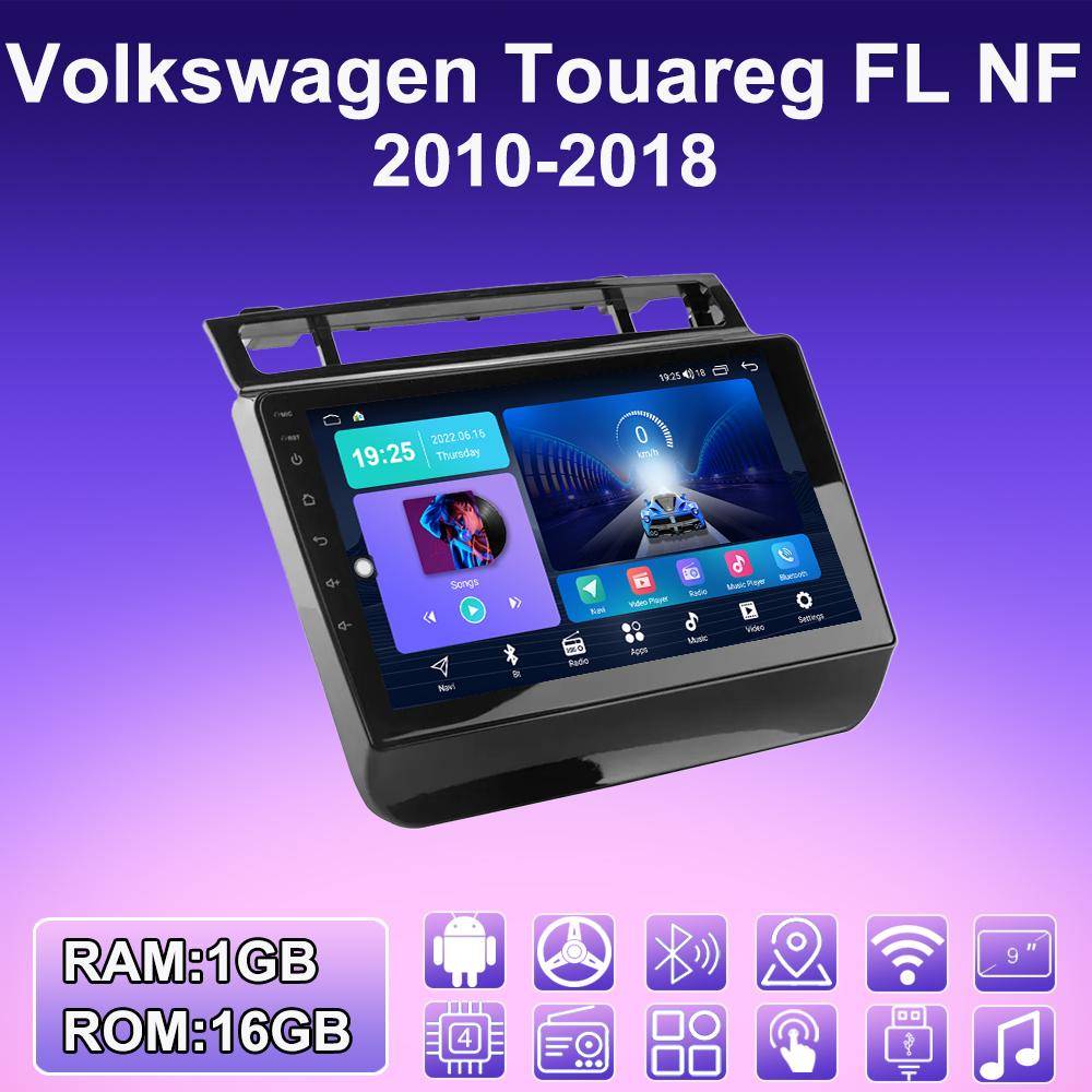 2 DIN Android Bilradio För Volkswagen Touareg FL NF 2010-2018 Multimedia Spelare Huvudenhet Stereo GPS-navigering WIFI 1+16GB blue