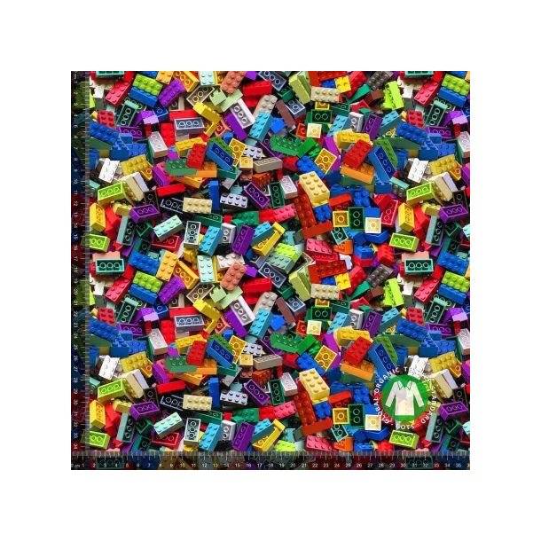 Økotex bomulds jersey m/Legoklodser