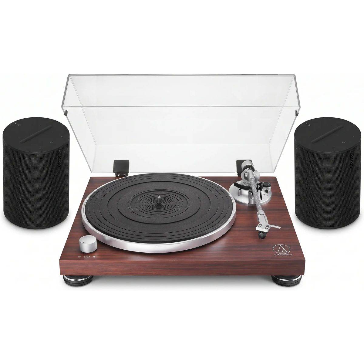 Audio Technica + Sonos AT-LPW50BTRW valnød + Era 100 mat sort (sæt med 2).