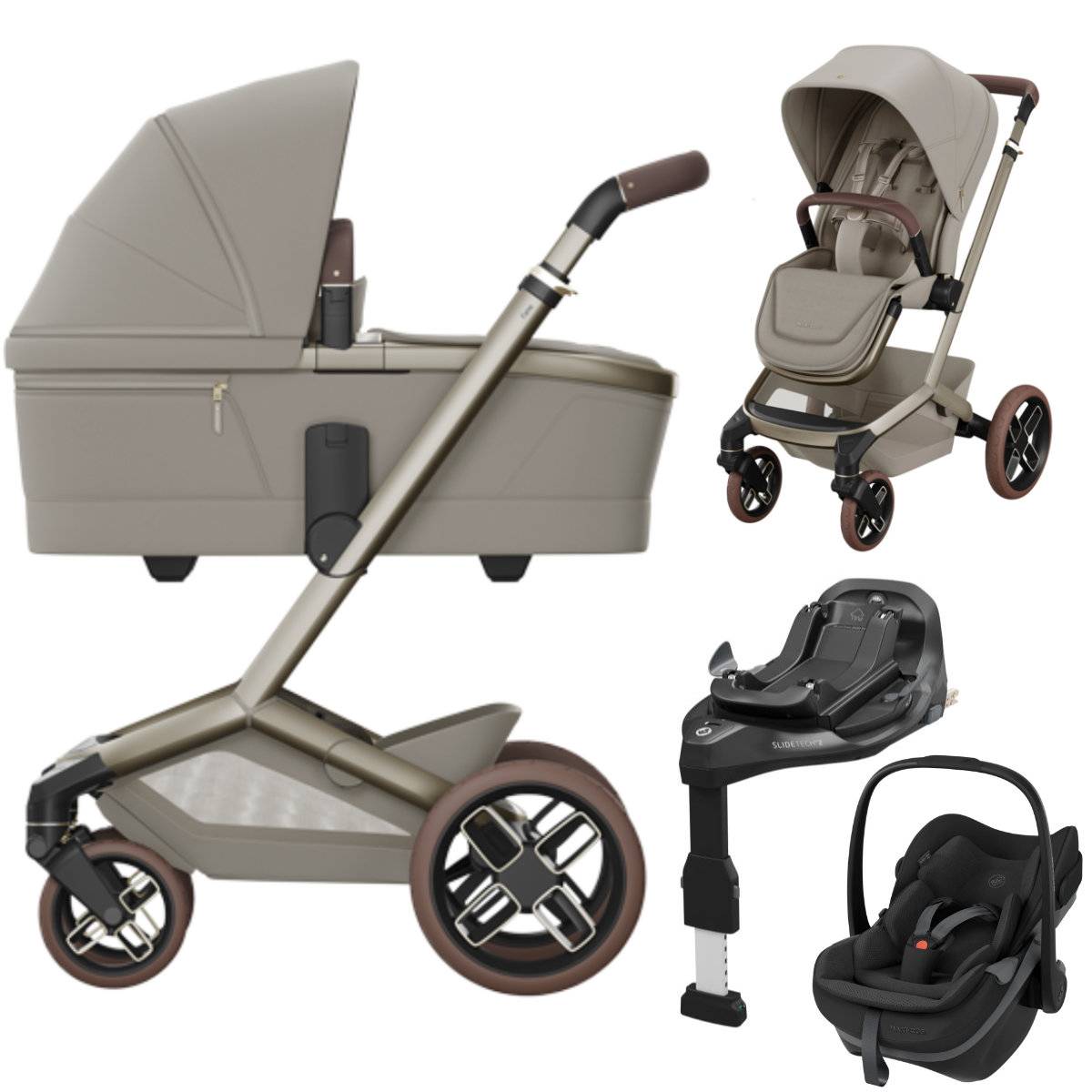 Maxi Cosi Fame 3-in-1 Stroller Set incl. Maxi Cosi Pebble Slide Pro i-Size Car Seat - Sapphire Sand