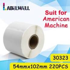 Labelwell 1 rulle klistermärke 30323 etikett 54mm*102mm 220 st termopapper kompatibelt för dymo labelwriter 450 450 turbo 4xl