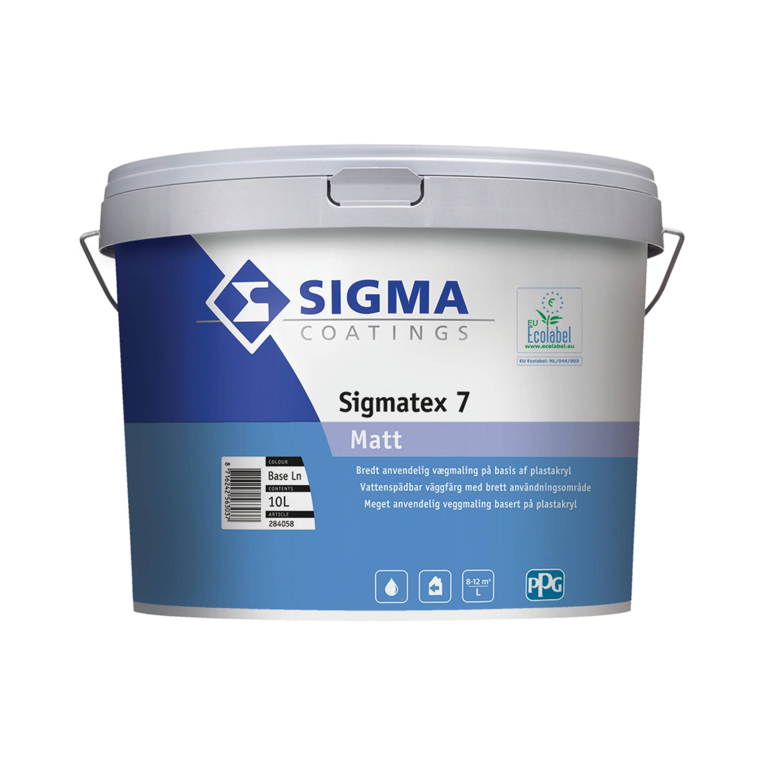 SIGMA Sigmatex 7 (Matt) - 10L / Hvid/Lys farve (Noter farvekode under bemærkninger)