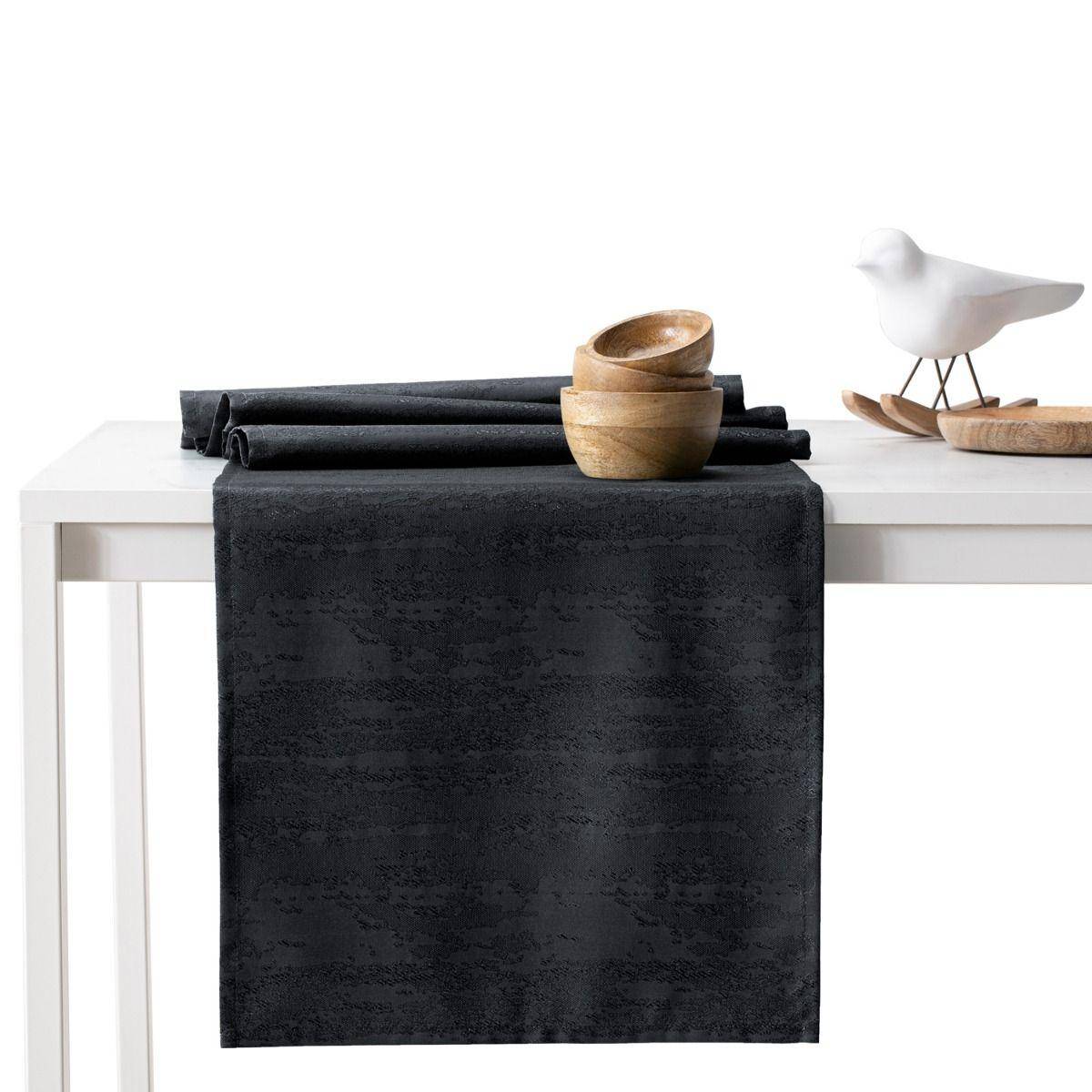 Dug sæt Vesta sort præget 115×250 + løber 35×250 - AmeliaHome