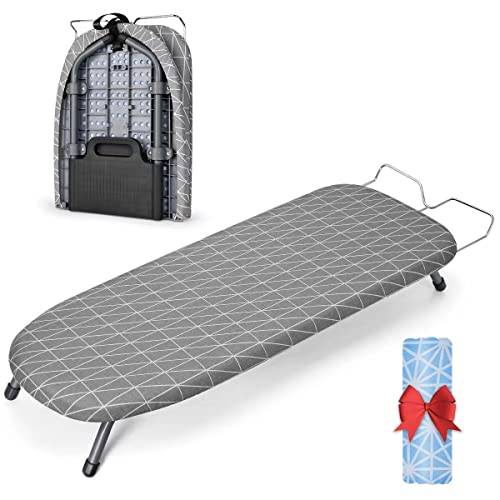 Johgee Fällbart bügelbord, platssparande bügelbord för ångbügeljärn 81,5 x 31 cm, Stabilt bügelbord med halkfria fötter (stil 1)
