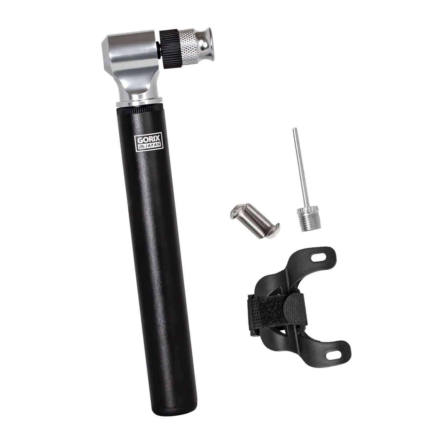 GORIX Cykelpump Bärbar Pump Fransk Stil Amerikansk Stil Landsvägscykel Högt Tryck Kompatibel Maximalt 300 psi Tjock Nål Fäste Ingår Ultra svart