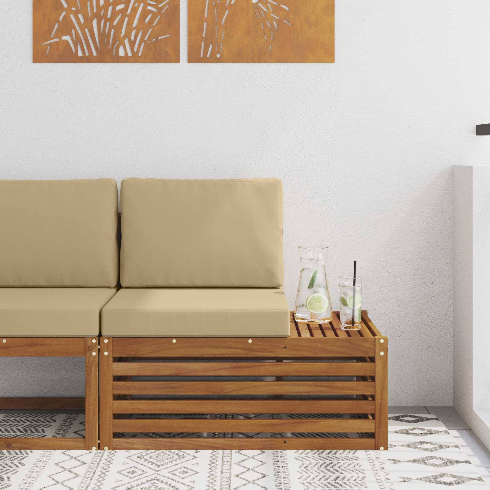 vidaXL Udendørs end sofa Naturfarvet 91 x 63 x 73 cm Massivt Akacietræ