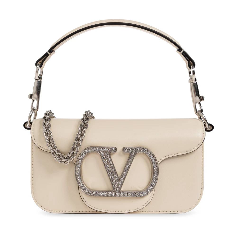 Valentino Garavani Veske med krystallutsmykket logo - Tasker - Dame - Beige - ONE SIZE - Uld