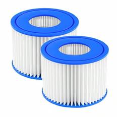 2 förpackningar Typ VI Spa- och badtunnafilterbytespatron - För Coleman SaluSpa 90352E, 58323E, 58323 Poolfilterpump, Bestway-filter, Lay-Z Spa, Intex - Blå (10.5x8cm)