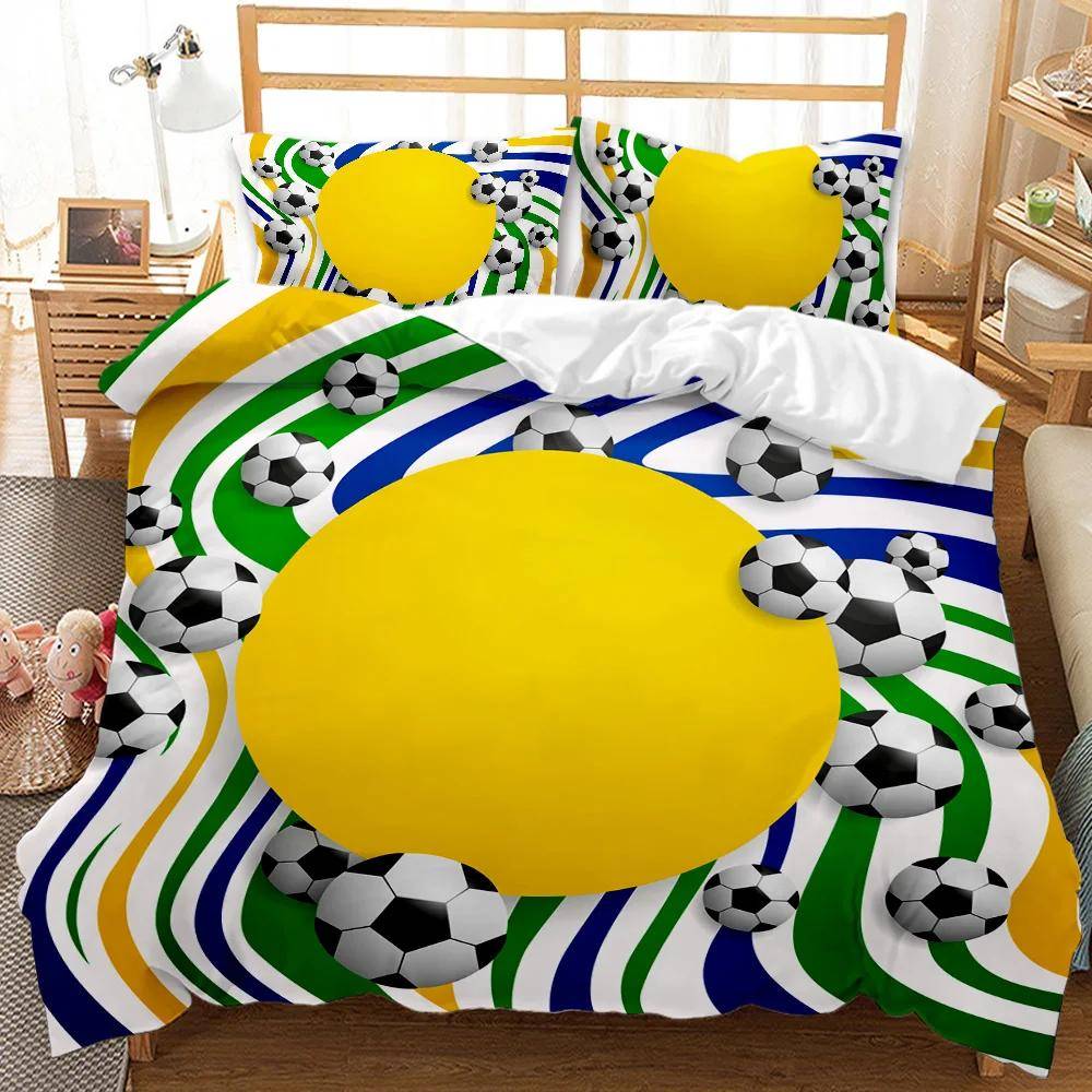 Fotboll Påslakan Fotboll Barn Sängkläder Set 3D Täcke Örngott Pojkar Tonåringar Sportälskare Dubbel Queen King Polyester Täcke