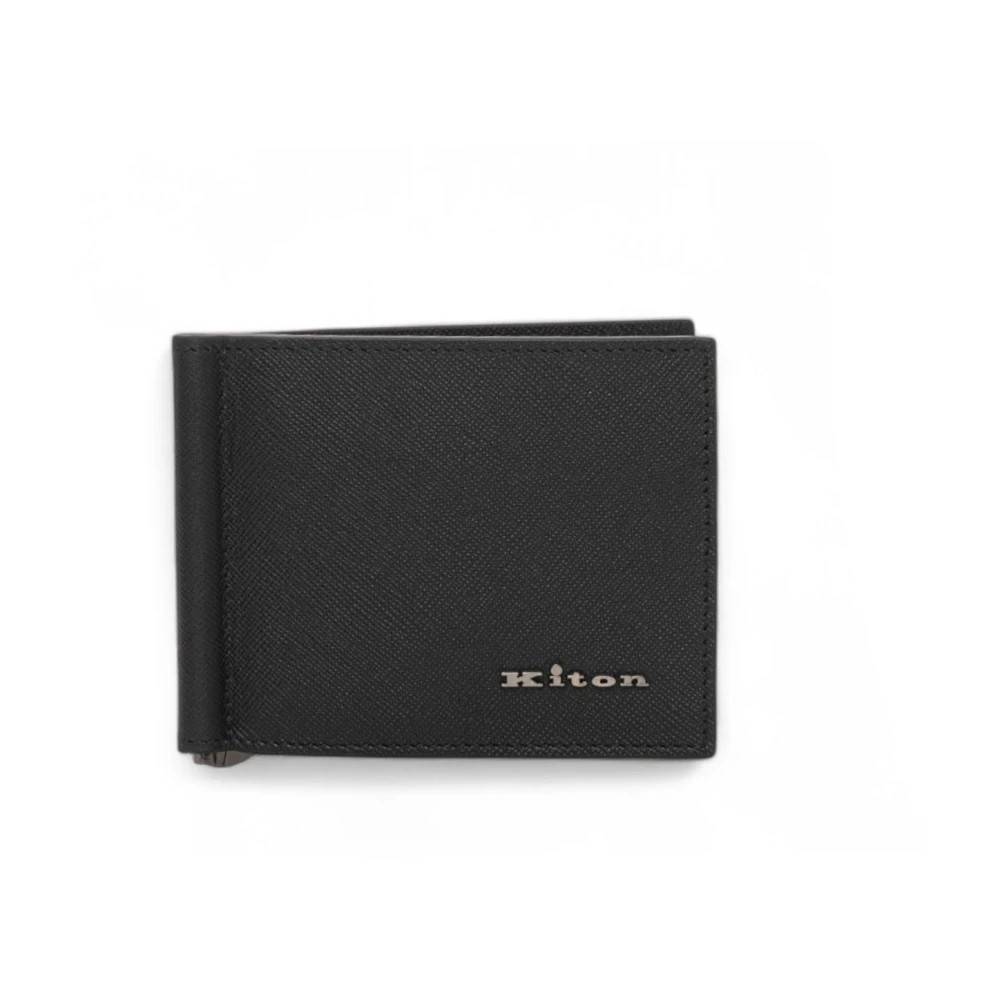 Kiton, Accessories , Herre, Sort, ONE SIZE, Læder, Zippet pung i Saffiano læder