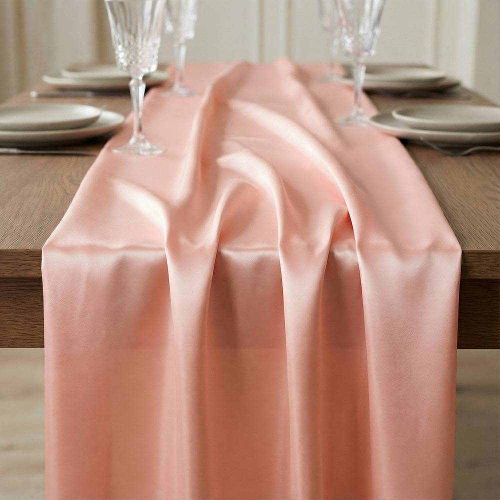 Satin Stof Bordløber Peach