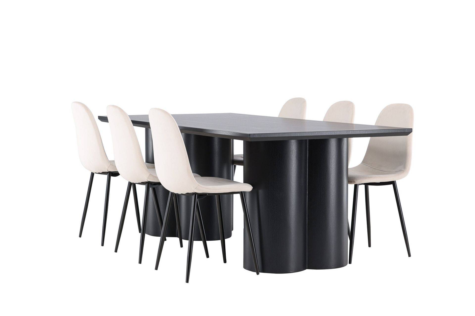 Venture Home Olivia Matgrupp 210 cm Rektangulär med 6 Polar stolar - Svart/Beige Matgrupper Svart Trä