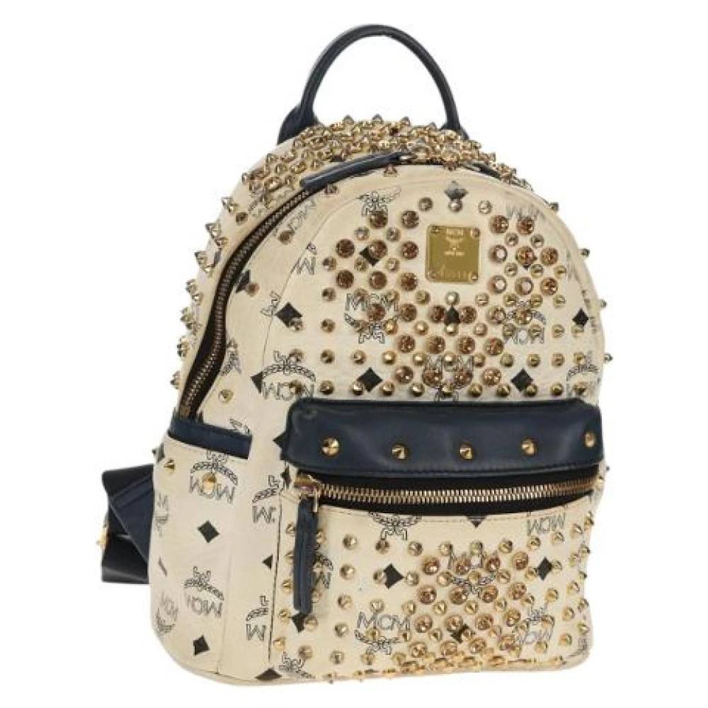 MCM Pre-owned Pre-owned Plastic Rygsæk - Vintage - Dame - Hvid - ONE SIZE - Uld