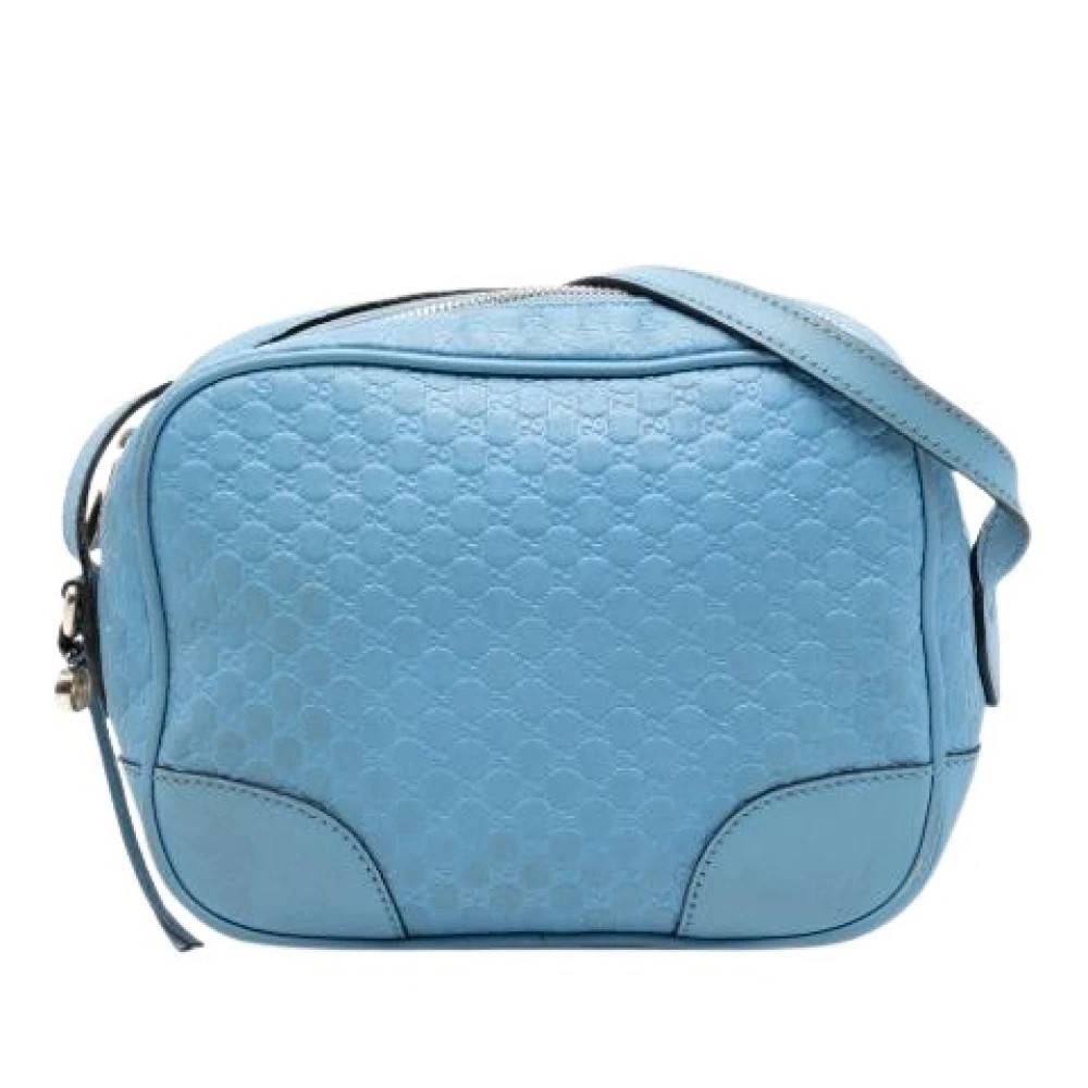 Gucci Vintage Pre-owned Embossed Leather Crossbody Bag - Vintage - Dame - Blå - ONE SIZE - Uld