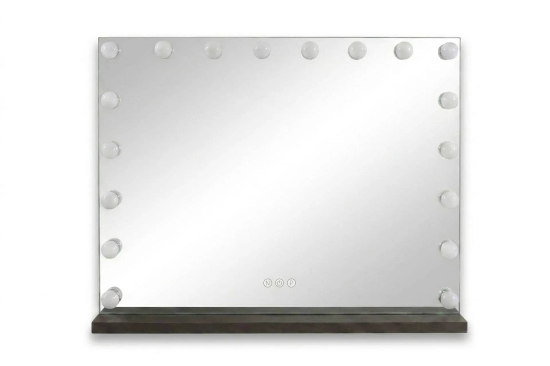 Glow Stor sminkspegel 80 cm med belysning lampor - Hollywood spegel USB-charging Brun Sminkspegel
